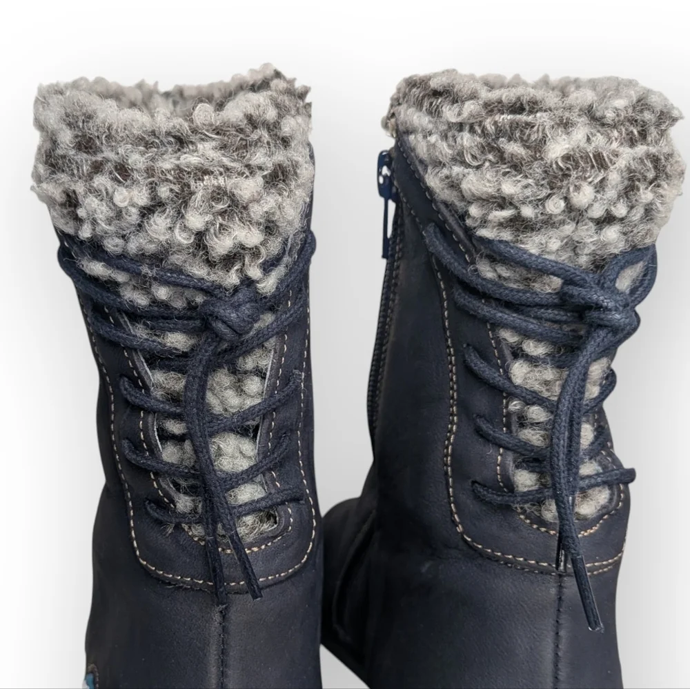 Cloud Footwear Navy Leather Faux Shearling Boot Portugal Sz 9.5-10 - NO OFFERS